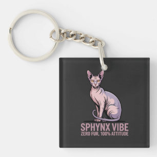 Sphynx Kat Vibe Onder Zonlicht Kunst Sleutelhanger