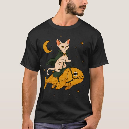 Sphynx Kat Vis Rijder T-shirt (Voorkant)