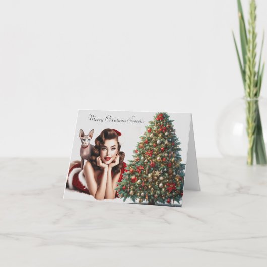 Sphynx Kat Volwassen Kerstkaart Kaart (Voorkant)