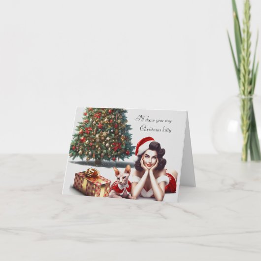 Sphynx Kat Volwassen Kerstkaart Kaart (Voorkant)