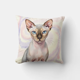 Sphynx Kat Waterverf Marmer Wervelende Kunst Kussen