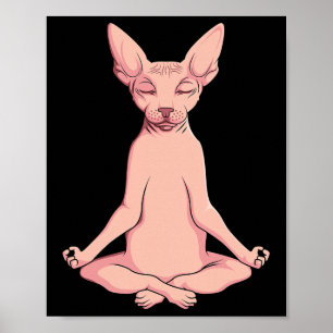 Sphynx Kat Yoga Meditatie Fokker Haarloos Huisdier Poster