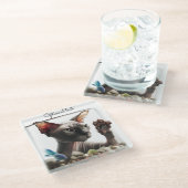 Sphynx Kat Zwemmen Glazen Onderzetter (Schuin)