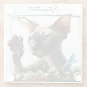 Sphynx Kat Zwemmen Glazen Onderzetter (Achterkant)