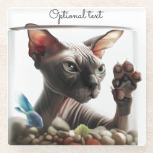 Sphynx Kat Zwemt Glazen Onderzetter