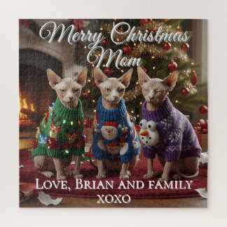 Sphynx Katten Kerst Grappige Foto Puzzel