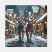 Sphynx Katten Kerst Sneeuw Vakantie Magneet (Voorkant)