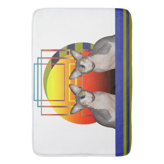 Sphynx kattengeometrische gekke katteontwerpen doo badmat (Voorkant Verticaal)