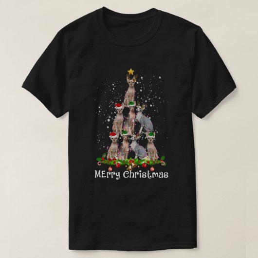 Sphynx-kerstboom met kerstmis t-shirt (Design voorkant)