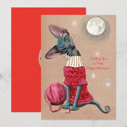 Sphynx-kerstkaart (Voorkant / Achterkant)