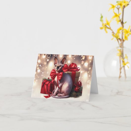 Sphynx-kerstkaart Kaart (Gele Bloem)