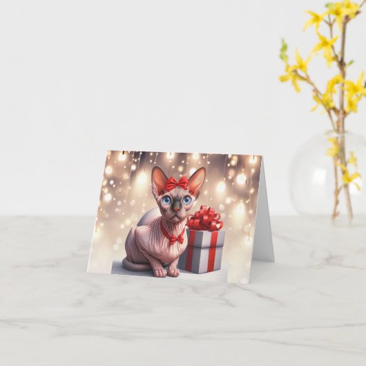 Sphynx-kerstkaart Kaart (Gele Bloem)