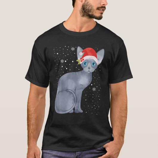 Sphynx-kerstkat Santa Hat Xmas Kittens Lovers T-shirt (Voorkant)