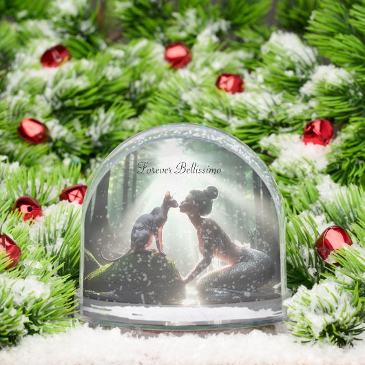 Sphynx Kissing Zeemeermin Sneeuwbol (Kerstmis)