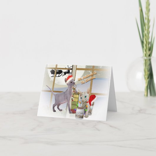 Sphynx Kitten gelooft in Santa Feestdagen Kaart (Voorkant)