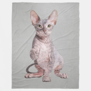 Sphynx Kitten Pet Portret Fleece Deken