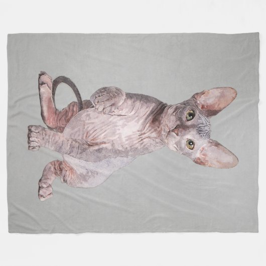 Sphynx Kitten Pet Portret Fleece Deken (Voorkant (Horizontaal))