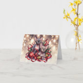 Sphynx Kittens Kerst Kaart (Gele Bloem)