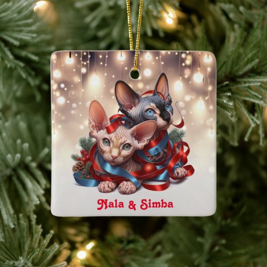Sphynx Kittens Kerstmis Keramisch Ornament (Boom)