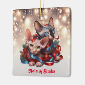 Sphynx Kittens Kerstmis Keramisch Ornament (Links)