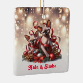 Sphynx Kittens Kerstmis Keramisch Ornament (Rechts)