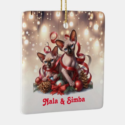 Sphynx Kittens Kerstmis Keramisch Ornament (Rechts)
