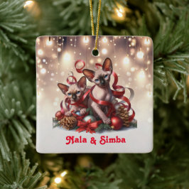 Sphynx Kittens Kerstmis Keramisch Ornament