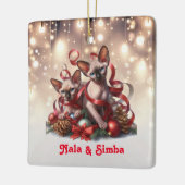 Sphynx Kittens Kerstmis Keramisch Ornament (Links)