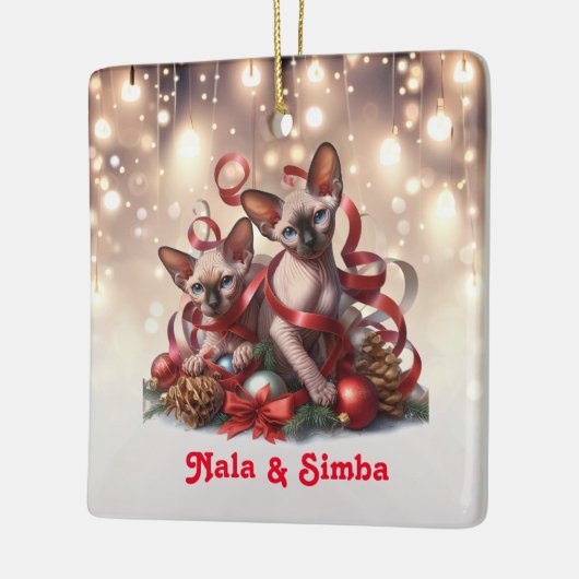 Sphynx Kittens Kerstmis Keramisch Ornament (Links)