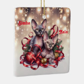 Sphynx Kittens Kerstmis Keramisch Ornament (Rechts)