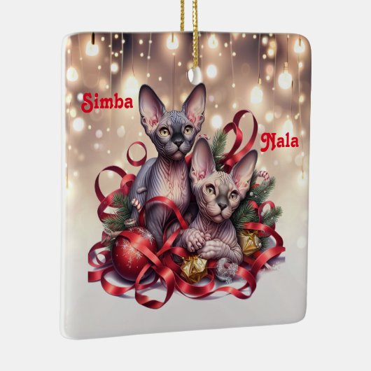 Sphynx Kittens Kerstmis Keramisch Ornament (Rechts)
