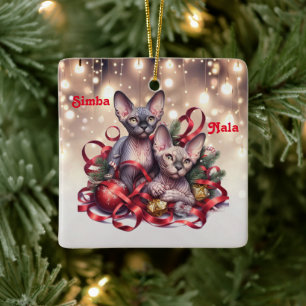 Sphynx Kittens Kerstmis Keramisch Ornament