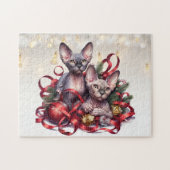 Sphynx Kittens Kerstmis Legpuzzel (Horizontaal)
