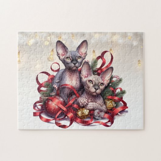 Sphynx Kittens Kerstmis Legpuzzel (Horizontaal)