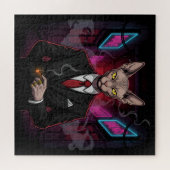 Sphynx Maffia Kat in Neon Noir Stijl Legpuzzel (Horizontaal)
