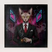 Sphynx Mafia Cat in Neon Noir Style Legpuzzel (Verticaal)