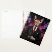 Sphynx Mafia Cat in Neon Noir Style Planner (Display)