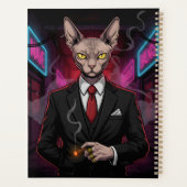 Sphynx Mafia Cat in Neon Noir Style Planner (Achterkant)