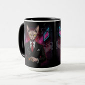 Sphynx Mafia Kat in Neon Noir Stijl Mok (Voorkant links)