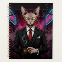 Sphynx Mafia Kat in Neon Noir Stijl