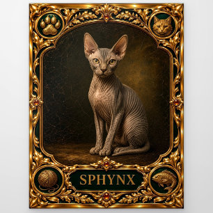 Sphynx, met juwelen versierde erfstuk kunst briefkaart