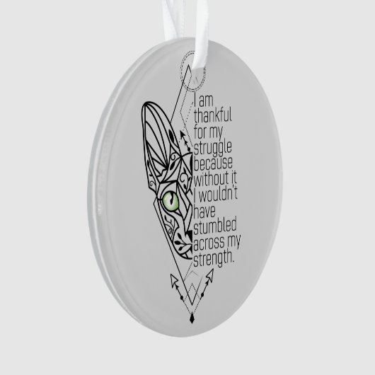 😻 Sphynx met wijsheid, aangepaste tekst Ornament (voorkant)