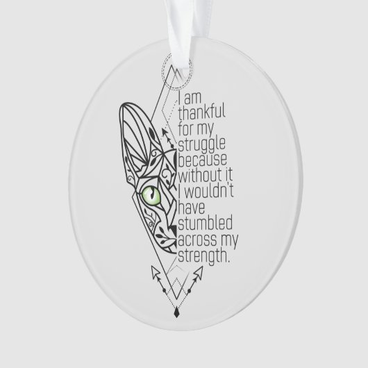 😻 Sphynx met wijsheid, aangepaste tekst Ornament (voorkant)