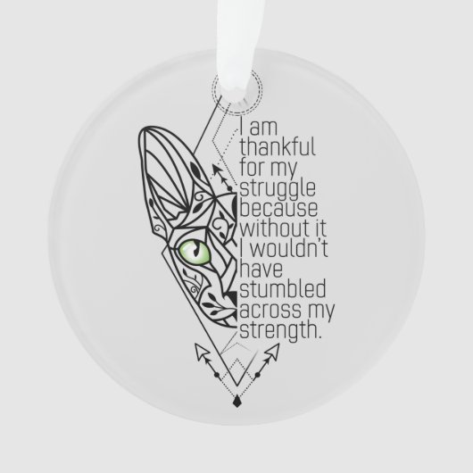 😻 Sphynx met wijsheid, aangepaste tekst Ornament (voorkant)