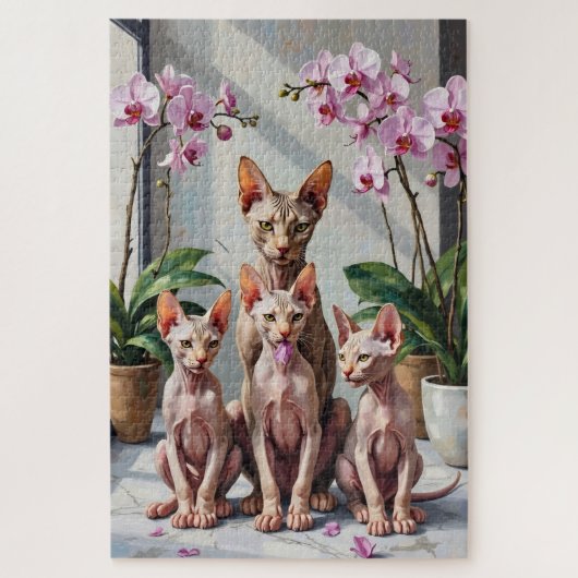 Sphynx Orchidee Botanische Kunst Legpuzzel (Verticaal)