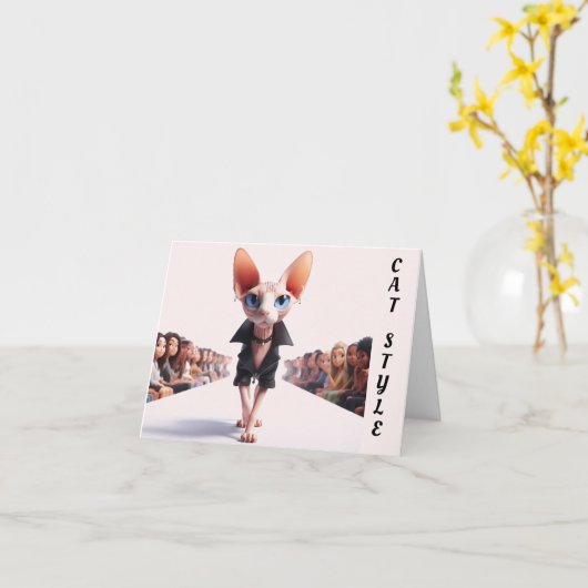 Sphynx Runway Model Wenskaart Kaart (Gele Bloem)