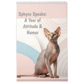 Sphynx Speaks: Editable Monthly Cat Humor Art Kalender (Hoes)