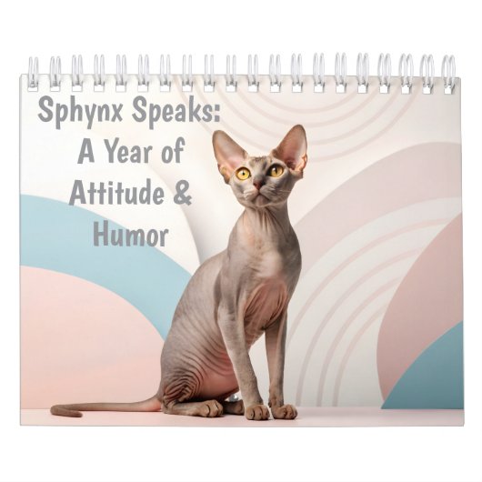 Sphynx Speaks: Editable Monthly Cat Humor Art Kalender (Hoes)