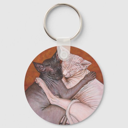 Sphynx Sphinx Cat Cats Nap Time Sleutelhanger (Voorkant)