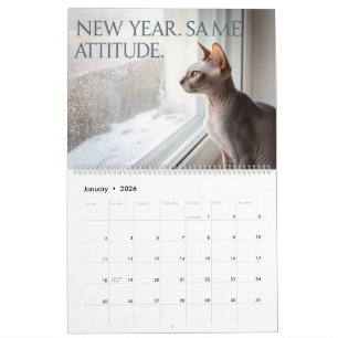 Sphynx Spreekt: Bewerkbare Maandelijkse Kat Humor Kalender